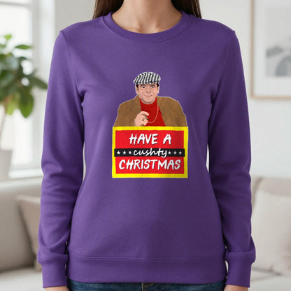 Have A Cushty Christmas T-Shirt & Sweatshirt in Purple, worn, our photo