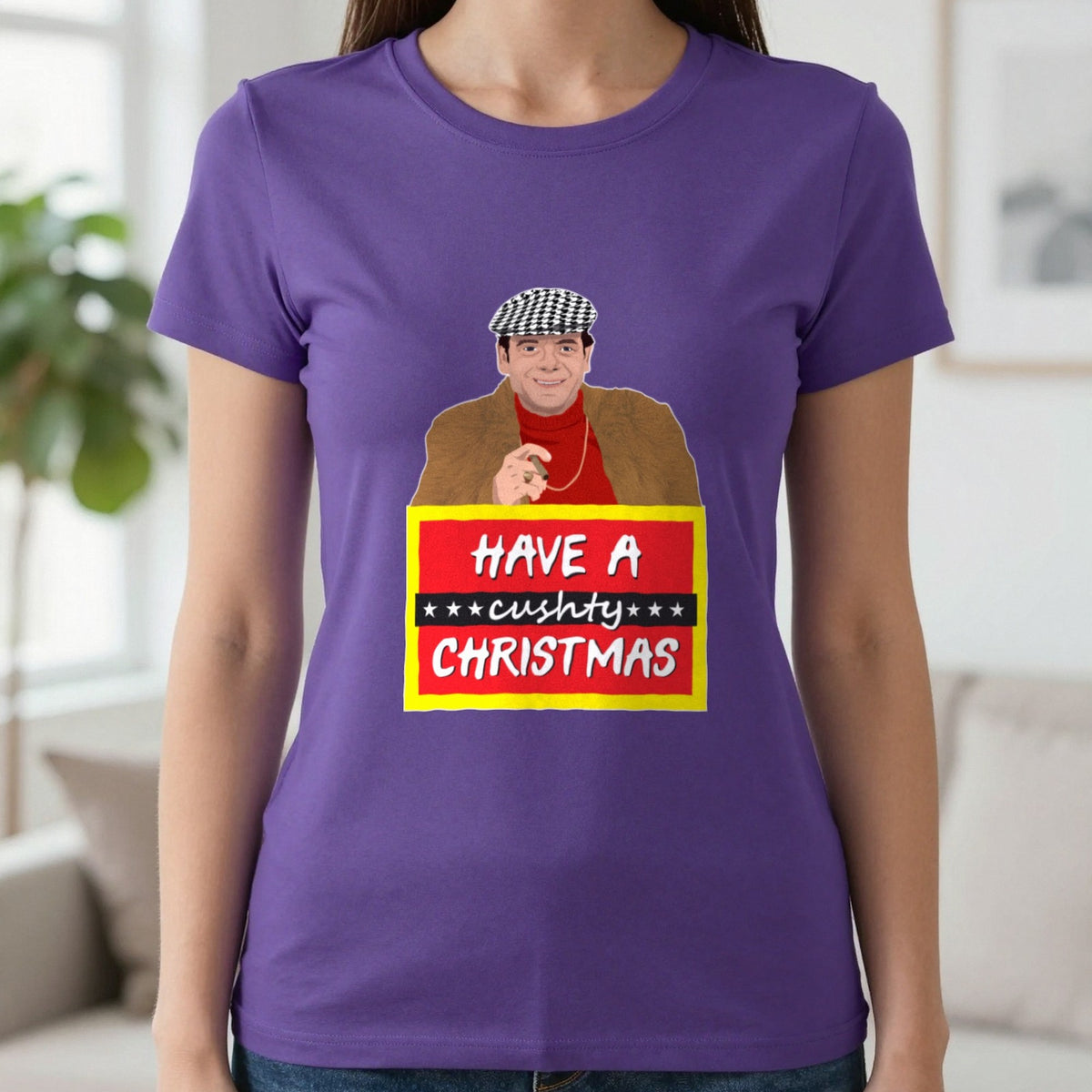 Have A Cushty Christmas T-Shirt & Sweatshirt in Purple, worn, our photo