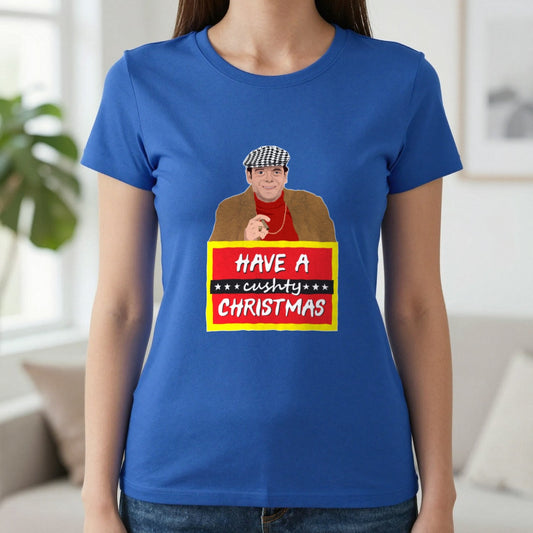 Have A Cushty Christmas T-Shirt & Sweatshirt in Royal, worn, our photo