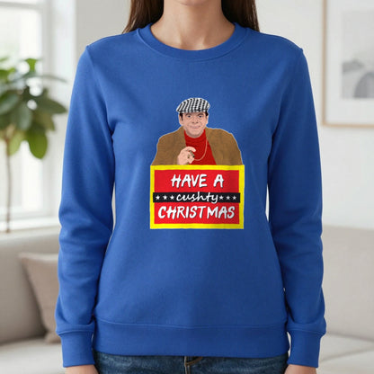 Have A Cushty Christmas T-Shirt & Sweatshirt in Sapphire, worn, our photo