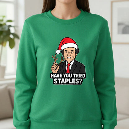 Have You Tried Staples Christmas T-Shirt & Sweatshirt in Irish Green, worn, our photo