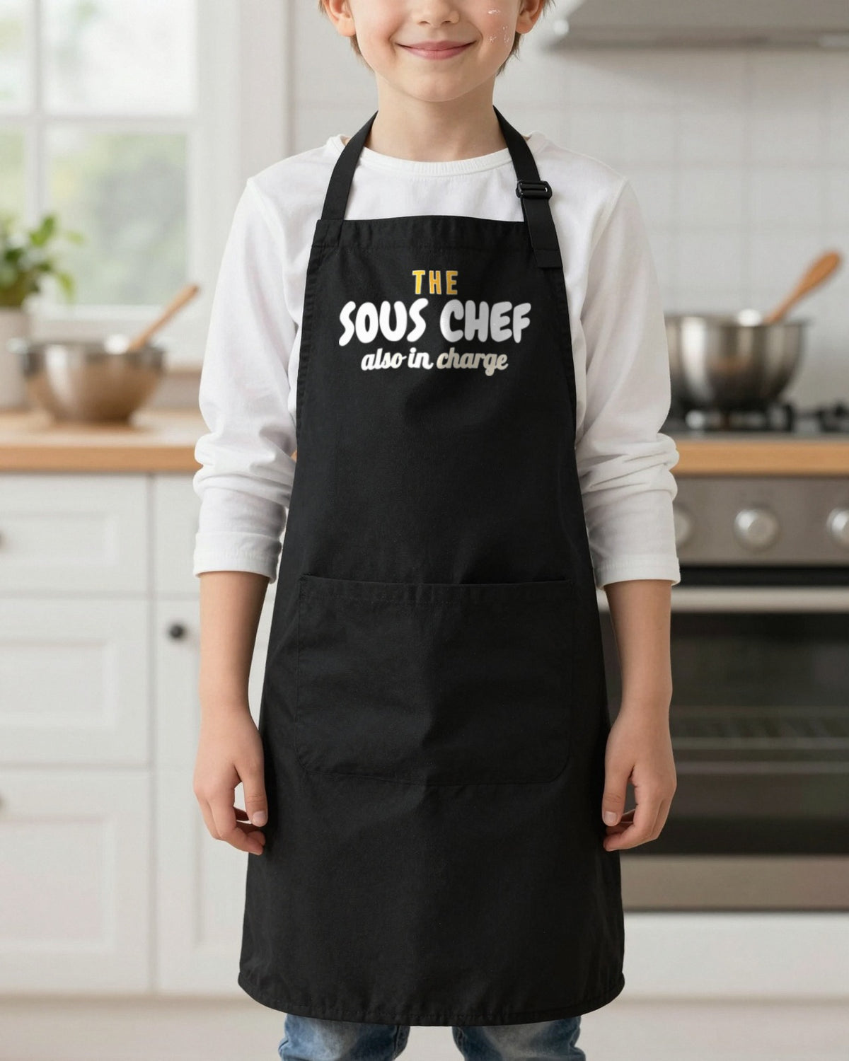 Head Chef & Sous Chef kids apron, worn