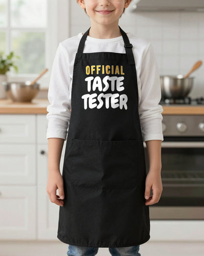 Head Chef & Taste Tester kids apron, worn