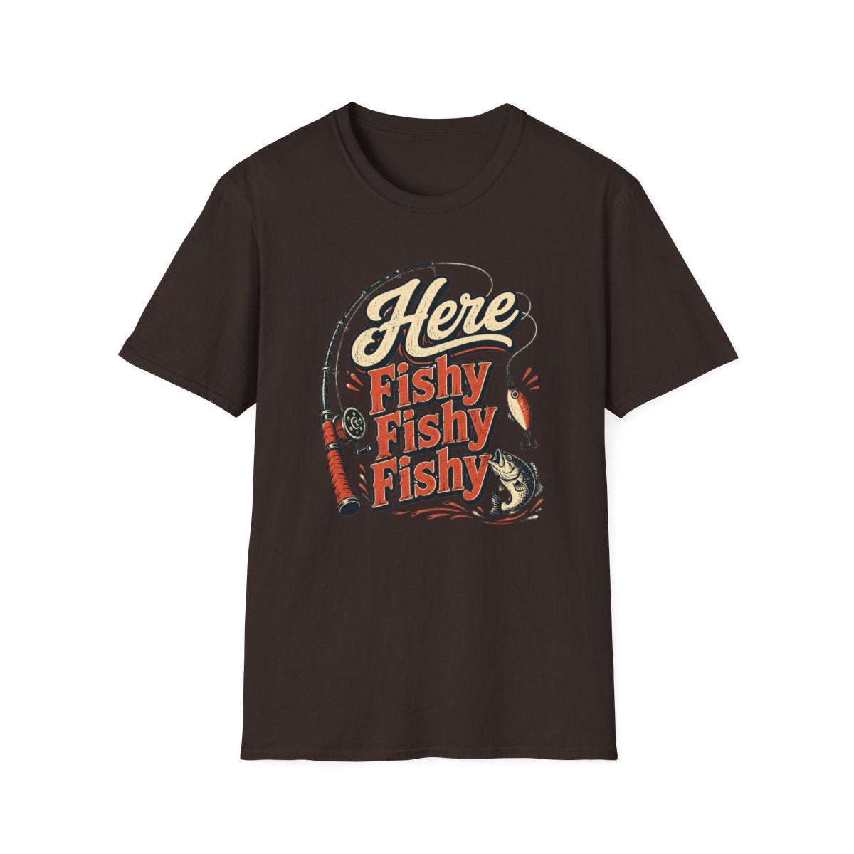 Here Fishy Fishy Fishy Fishing T-Shirt - funny t-shirt by Cheeky Business