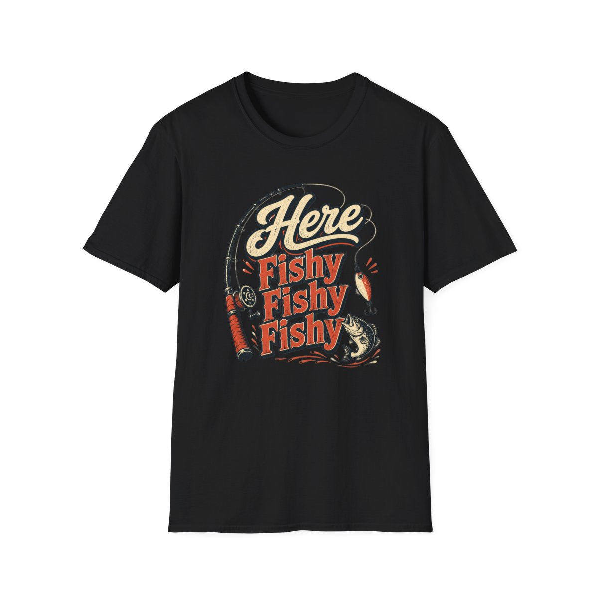 Here Fishy Fishy Fishy Fishing T-Shirt - funny t-shirt by Cheeky Business