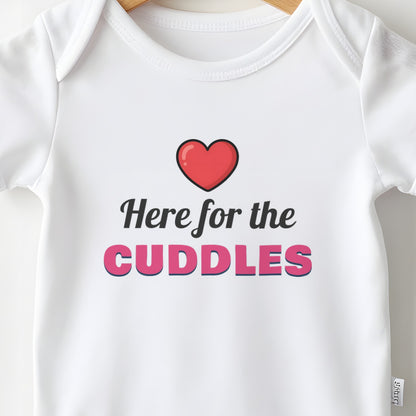 Here For The Cuddles baby grow print close-up