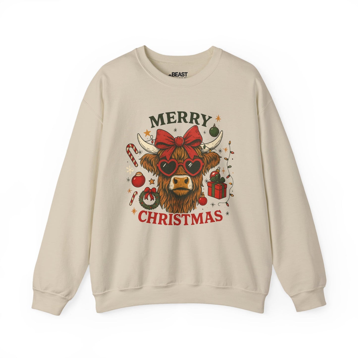 highland cow merry christmas sweatshirt sand sweatshirt Christmas gift idea