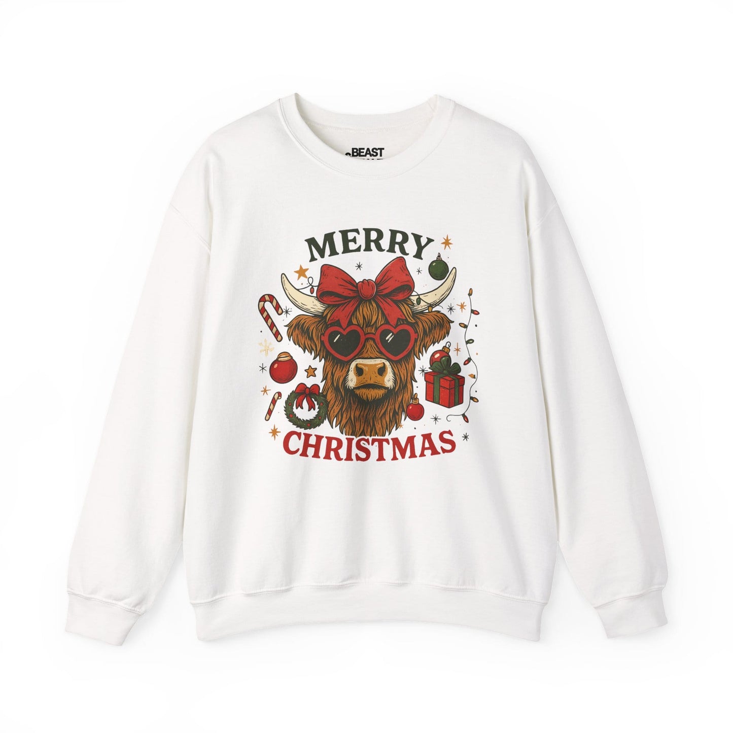highland cow merry christmas sweatshirt white sweatshirt Christmas gift idea