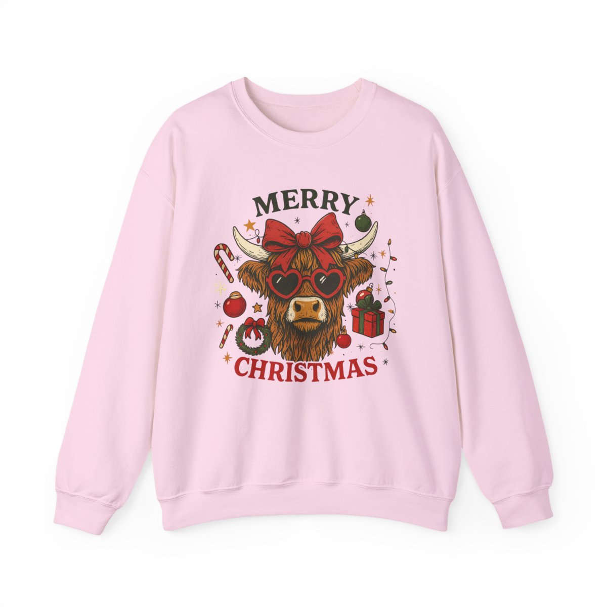 Highland Cow Merry Christmas Sweatshirt - funny sweatshirt by Cheeky Business