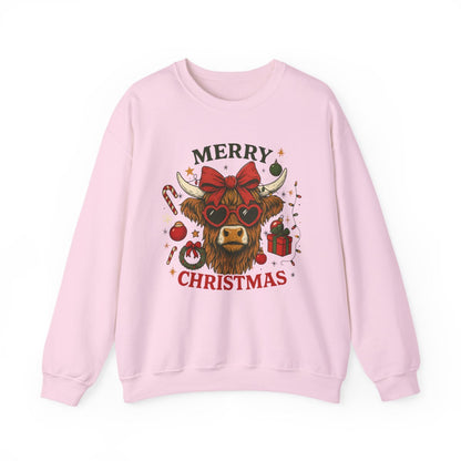 Highland Cow Merry Christmas Sweatshirt - funny sweatshirt by Cheeky Business