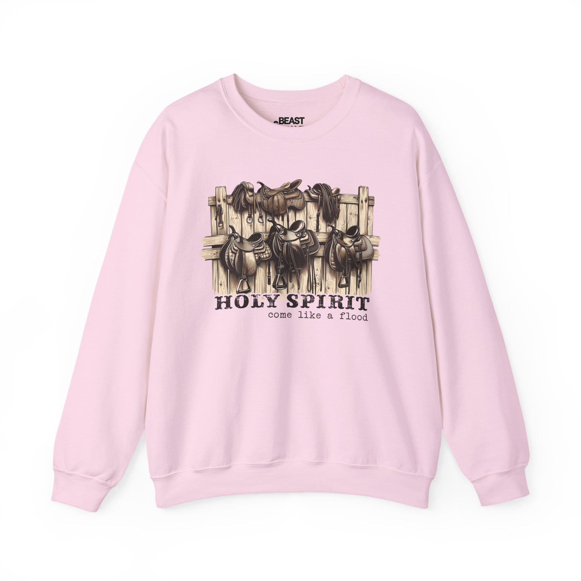 holy spirit come like a flood western sweatshirt light pink sweatshirt cowgirl gift idea