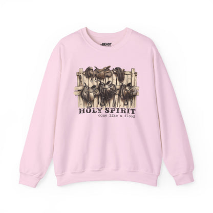holy spirit come like a flood western sweatshirt light pink sweatshirt cowgirl gift idea