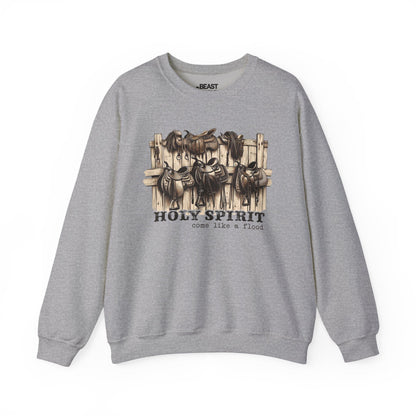 holy spirit come like a flood western sweatshirt sport grey sweatshirt cowgirl gift idea