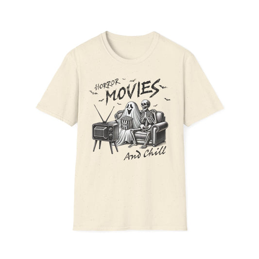 Horror Movies and Chill Graphic T-Shirt - funny t-shirt by Cheeky Business