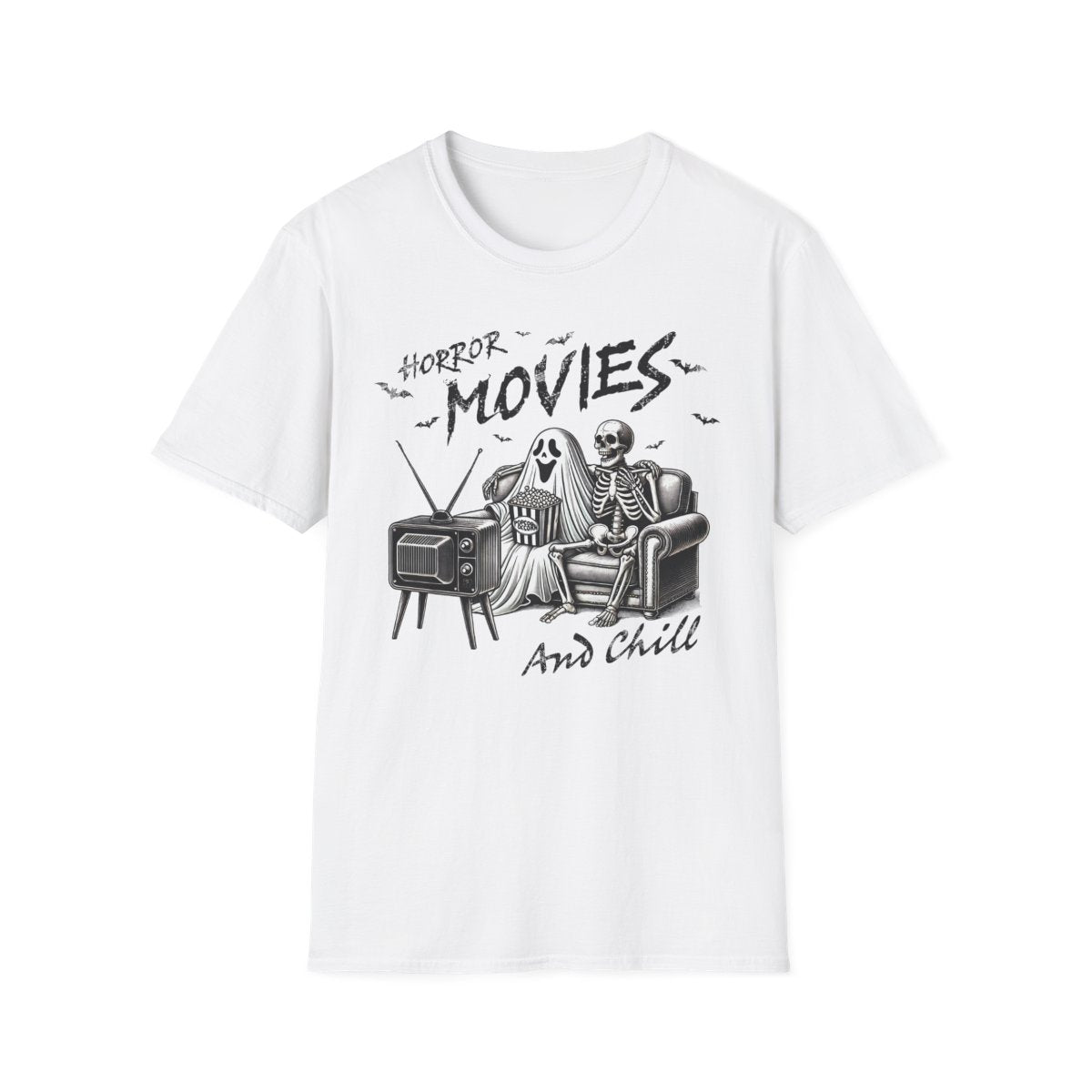 Horror Movies and Chill Graphic T-Shirt - funny t-shirt by Cheeky Business