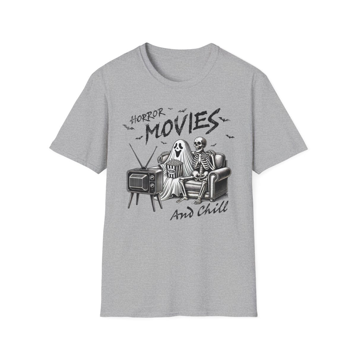 Horror Movies and Chill Graphic T-Shirt - funny t-shirt by Cheeky Business