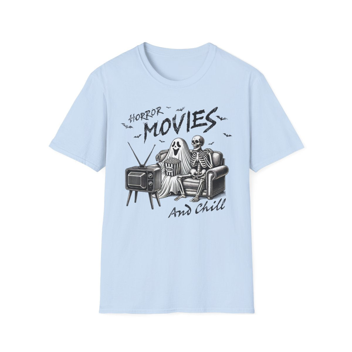 Horror Movies and Chill Graphic T-Shirt - funny t-shirt by Cheeky Business