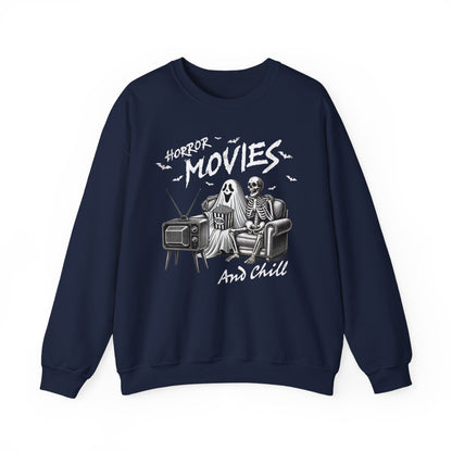 Horror Movies And Chill Halloween Sweatshirt - funny sweatshirt by Cheeky Business