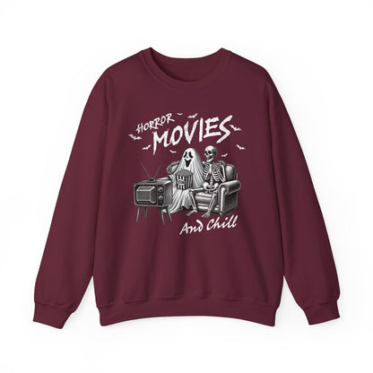 Horror Movies And Chill Halloween Sweatshirt - funny sweatshirt by Cheeky Business