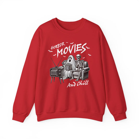 Horror Movies And Chill Halloween Sweatshirt - funny sweatshirt by Cheeky Business