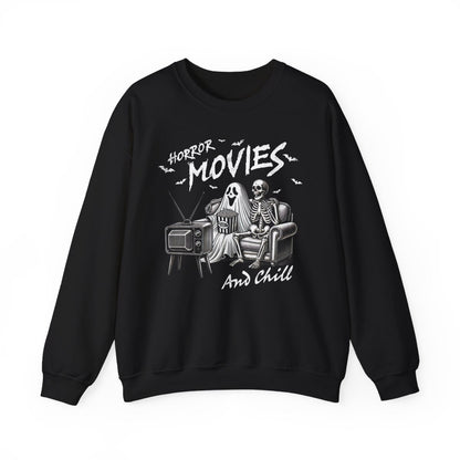 Horror Movies And Chill Halloween Sweatshirt - funny sweatshirt by Cheeky Business