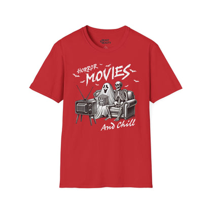 horror movies and chill halloween t-shirt t-shirt front product image