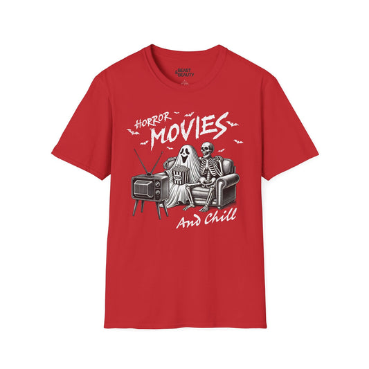 horror movies and chill halloween t-shirt t-shirt front product image