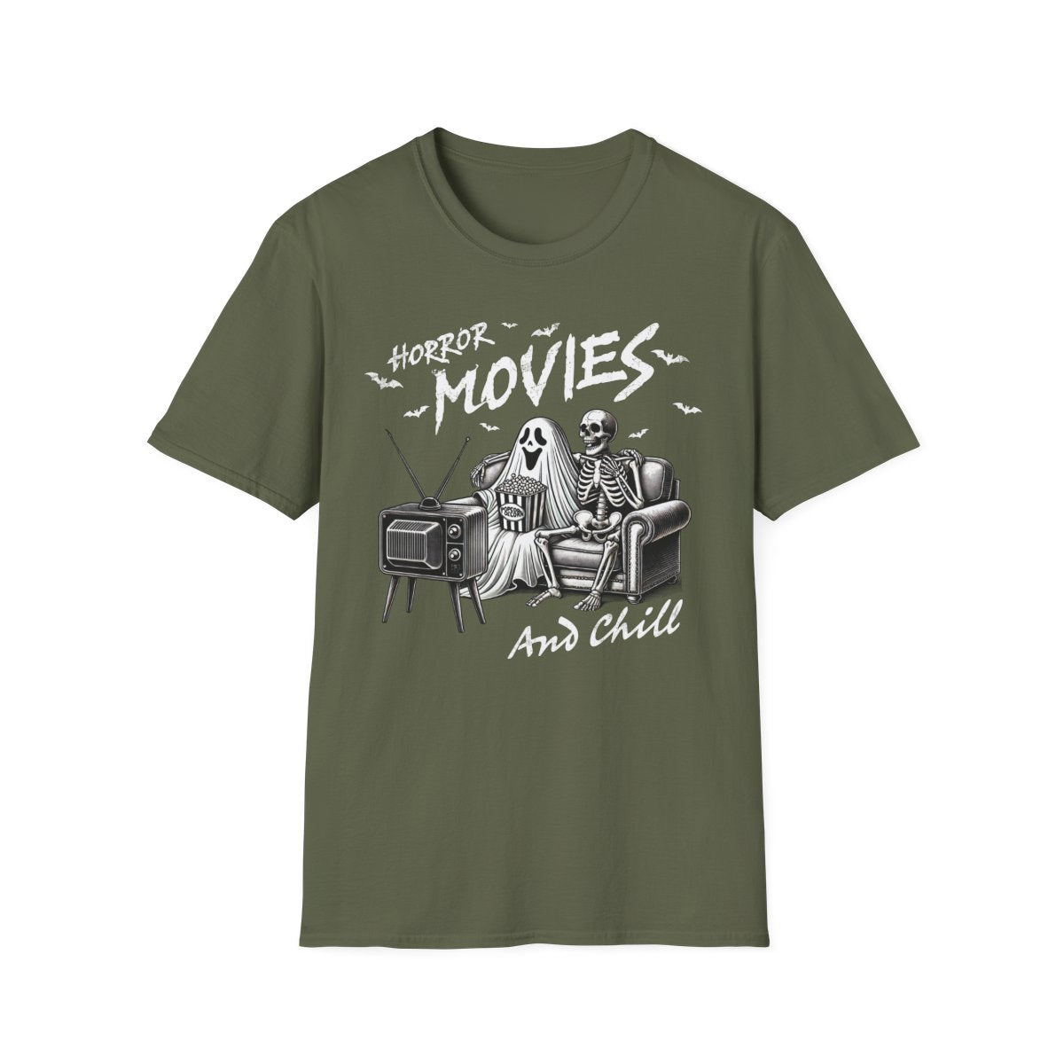 Horror Movies and Chill Halloween T-Shirt - funny t-shirt by Cheeky Business
