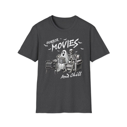 Horror Movies and Chill Halloween T-Shirt - funny t-shirt by Cheeky Business