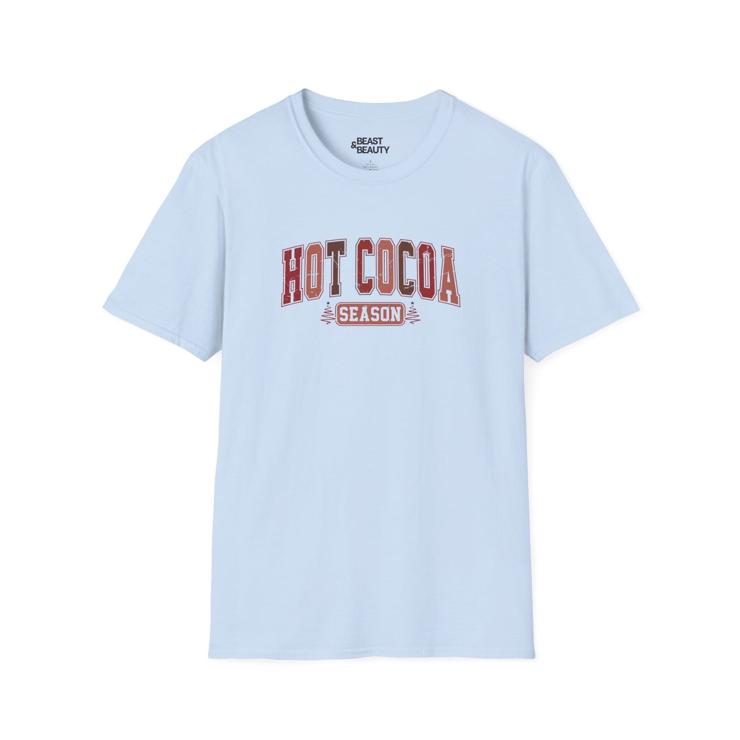 hot cocoa season t-shirt light blue t-shirt Christmas gift idea