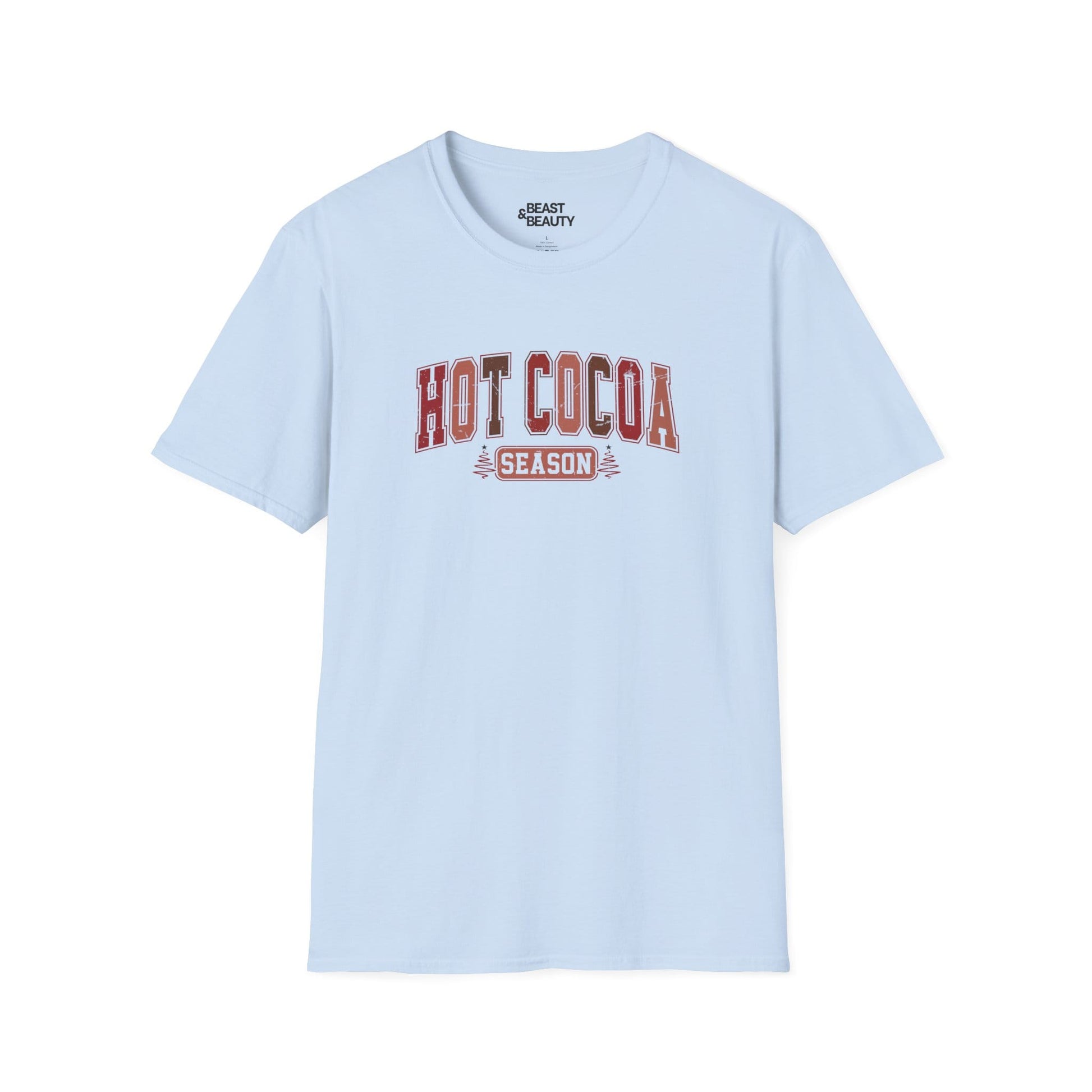 hot cocoa season t-shirt light blue t-shirt Christmas gift idea