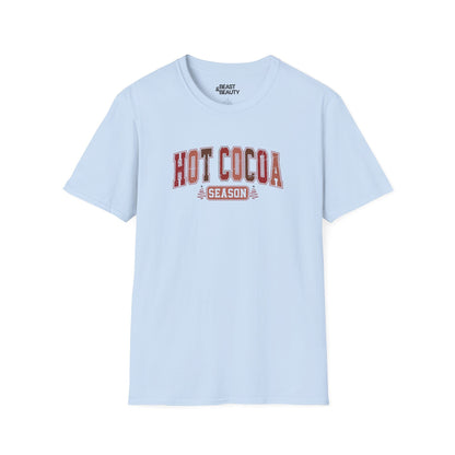 hot cocoa season t-shirt light blue t-shirt Christmas gift idea