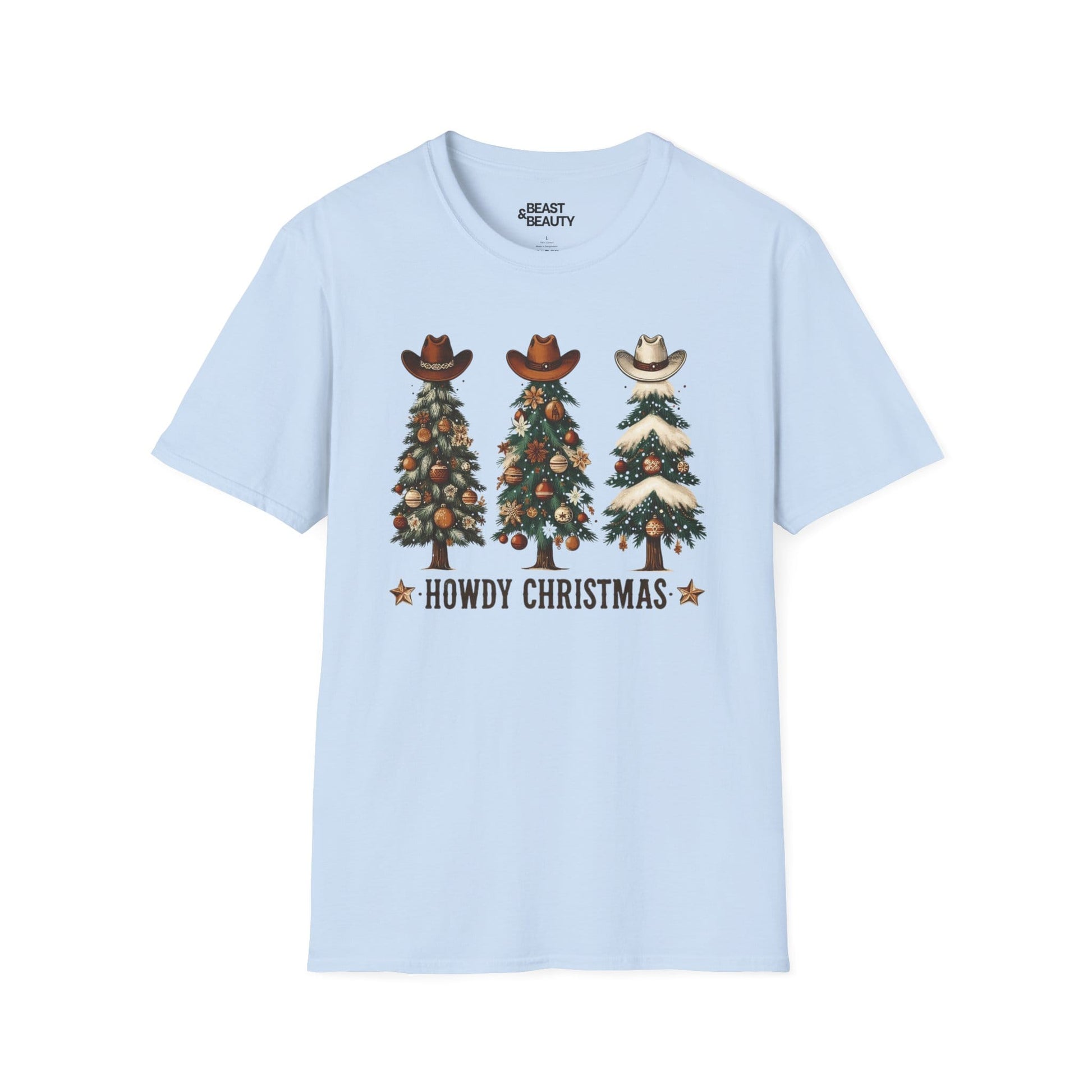 howdy christmas cowboy t-shirt light blue t-shirt Christmas gift idea