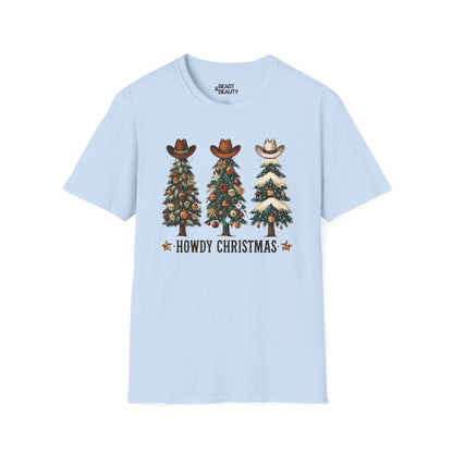 howdy christmas cowboy t-shirt light blue t-shirt Christmas gift idea