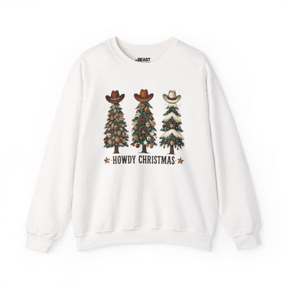 howdy christmas cowboy trees sweatshirt white sweatshirt Christmas gift idea