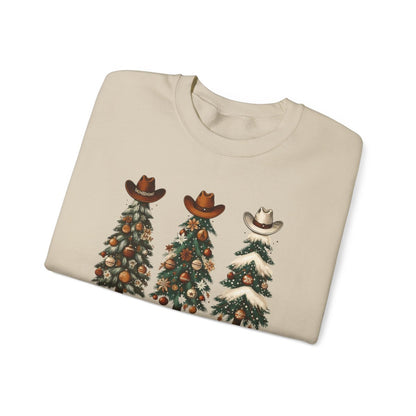 Howdy Christmas Cowboy Trees Sweatshirt - funny sweatshirt by Cheeky Business