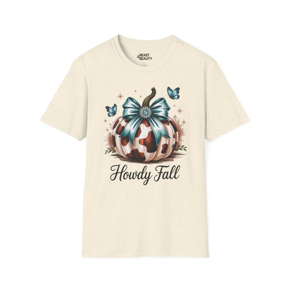 howdy fall leopard pumpkin t-shirt natural t-shirt cowgirl gift idea
