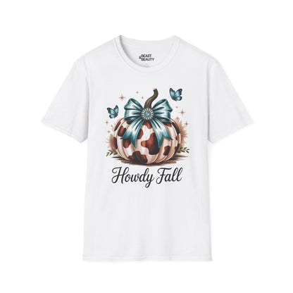 howdy fall leopard pumpkin t-shirt white t-shirt cowgirl gift idea