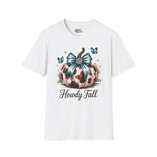 howdy fall leopard pumpkin t-shirt white t-shirt cowgirl gift idea
