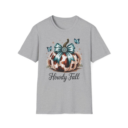Howdy Fall Leopard Pumpkin T-Shirt - funny t-shirt by Cheeky Business