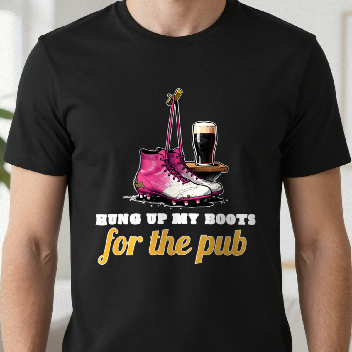 Hung Up My Boots For The Pub Funny Retired Football T-Shirt & Sweatshirt close-up
