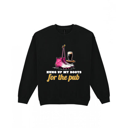 Hung Up My Boots For The Pub Funny Retired Football T-Shirt & Sweatshirt Sweatshirt in Black