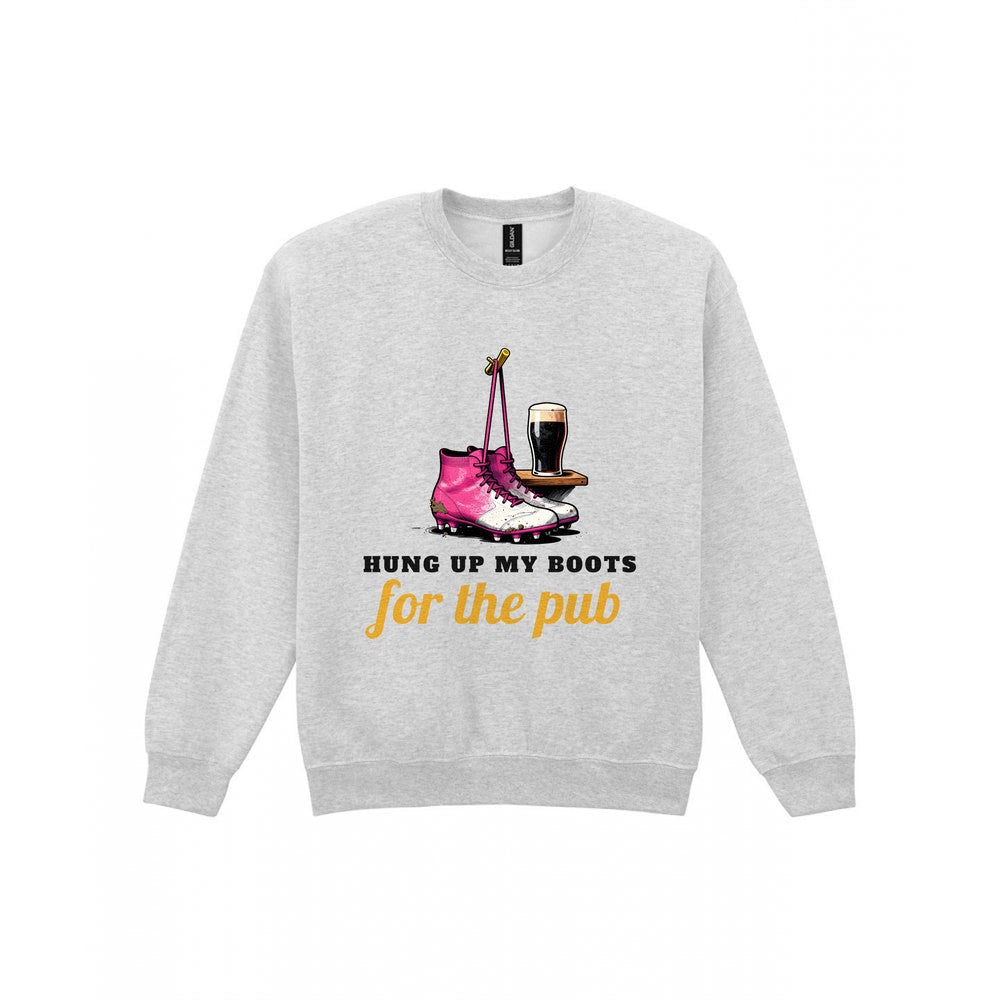 Hung Up My Boots For The Pub Funny Retired Football T-Shirt & Sweatshirt Sweatshirt in Sport Grey