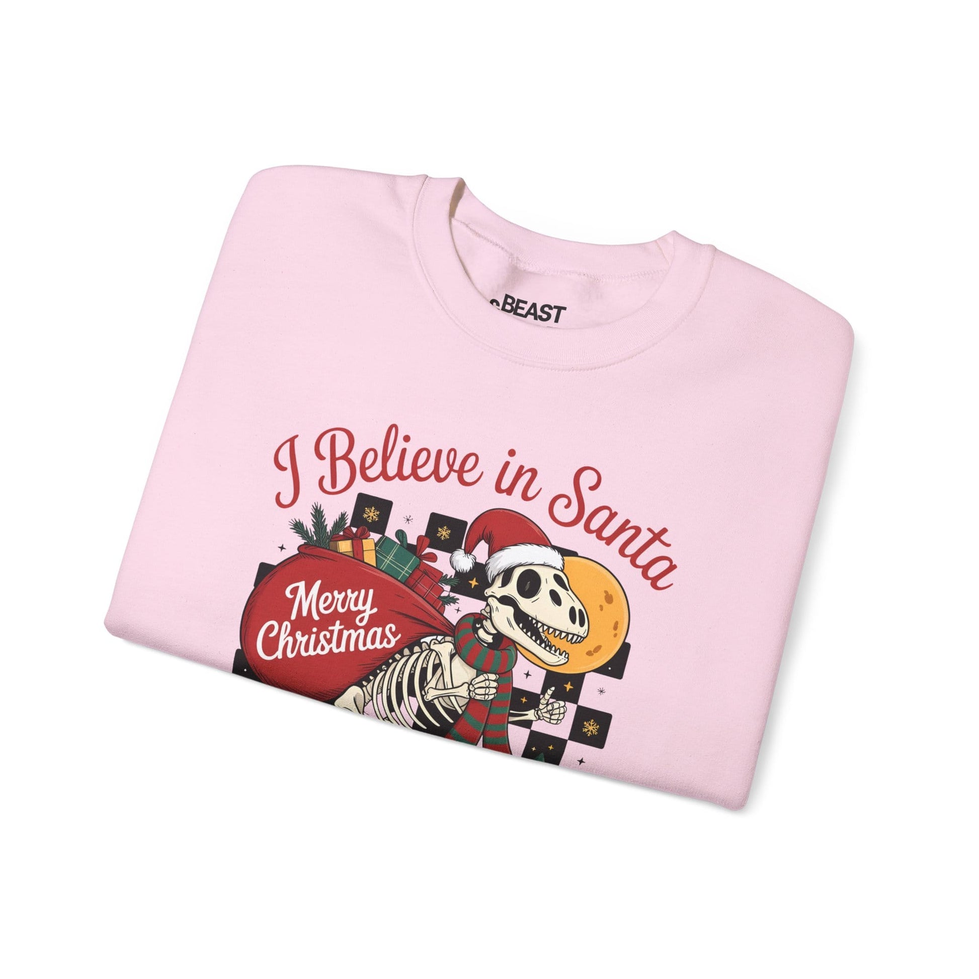 i believe in santa and dinosaurs christmas sweatshirt sweatshirt Christmas gift idea image 4