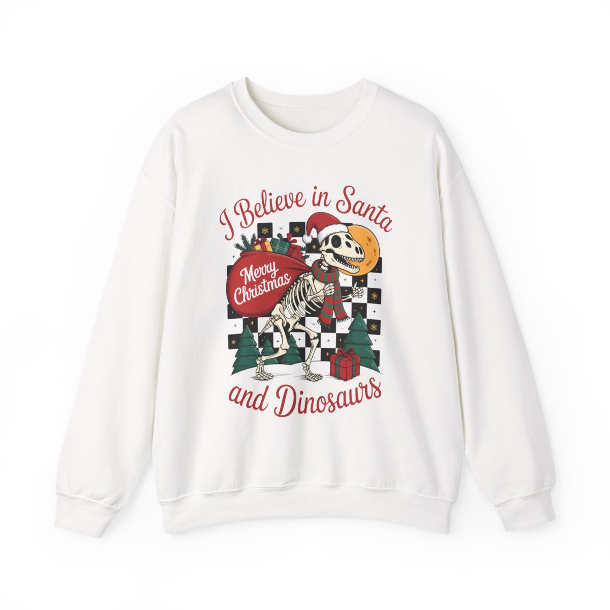 I Believe in Santa and Dinosaurs Christmas Sweatshirt - funny sweatshirt by Cheeky Business
