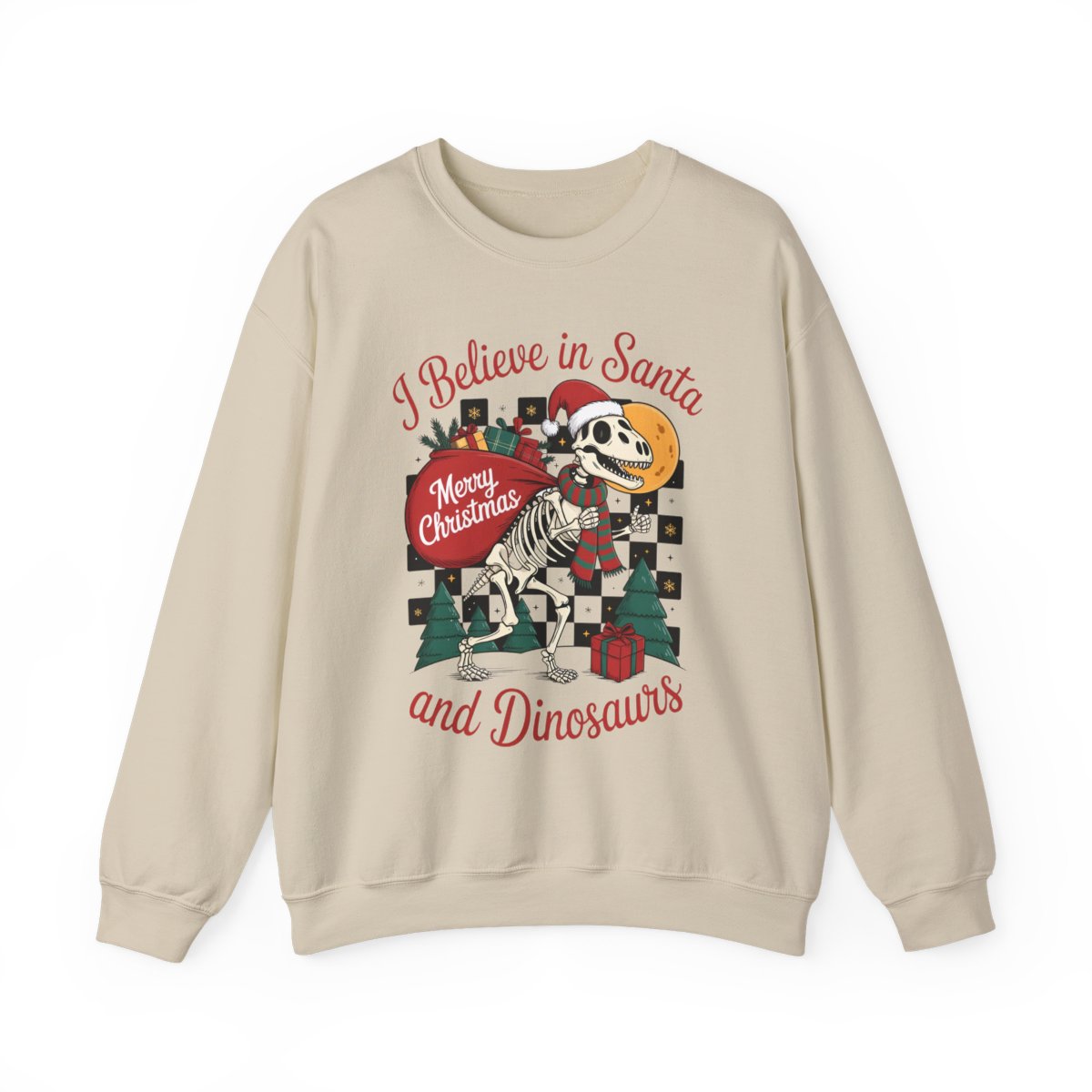 I Believe in Santa and Dinosaurs Christmas Sweatshirt - funny sweatshirt by Cheeky Business