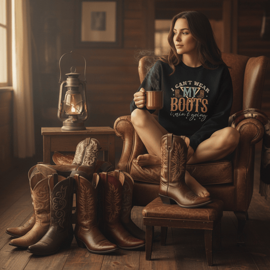 i can't wear my boots i ain't going sweatshirt sweatshirt front product image