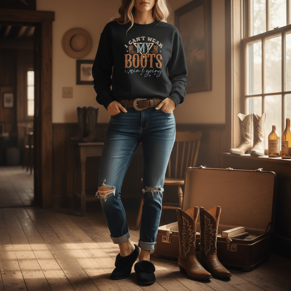 i can't wear my boots i ain't going sweatshirt sweatshirt seventh colour product image