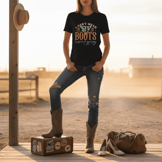 i can't wear my boots i ain't going t-shirt t-shirt front product image