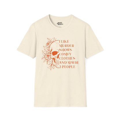 i like murder shows funny halloween skull graphic t-shirt t-shirt fourth colour product image